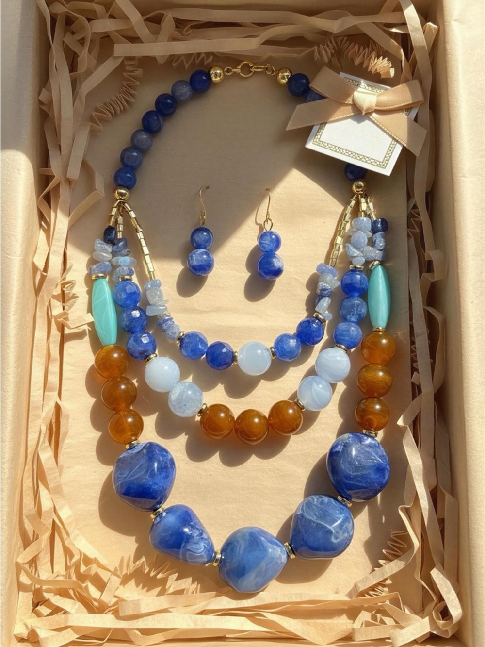 ON SALE GOING FAST!!!Multi-Strand Beaded Necklace and Earrings Set - Picture 2 of 2